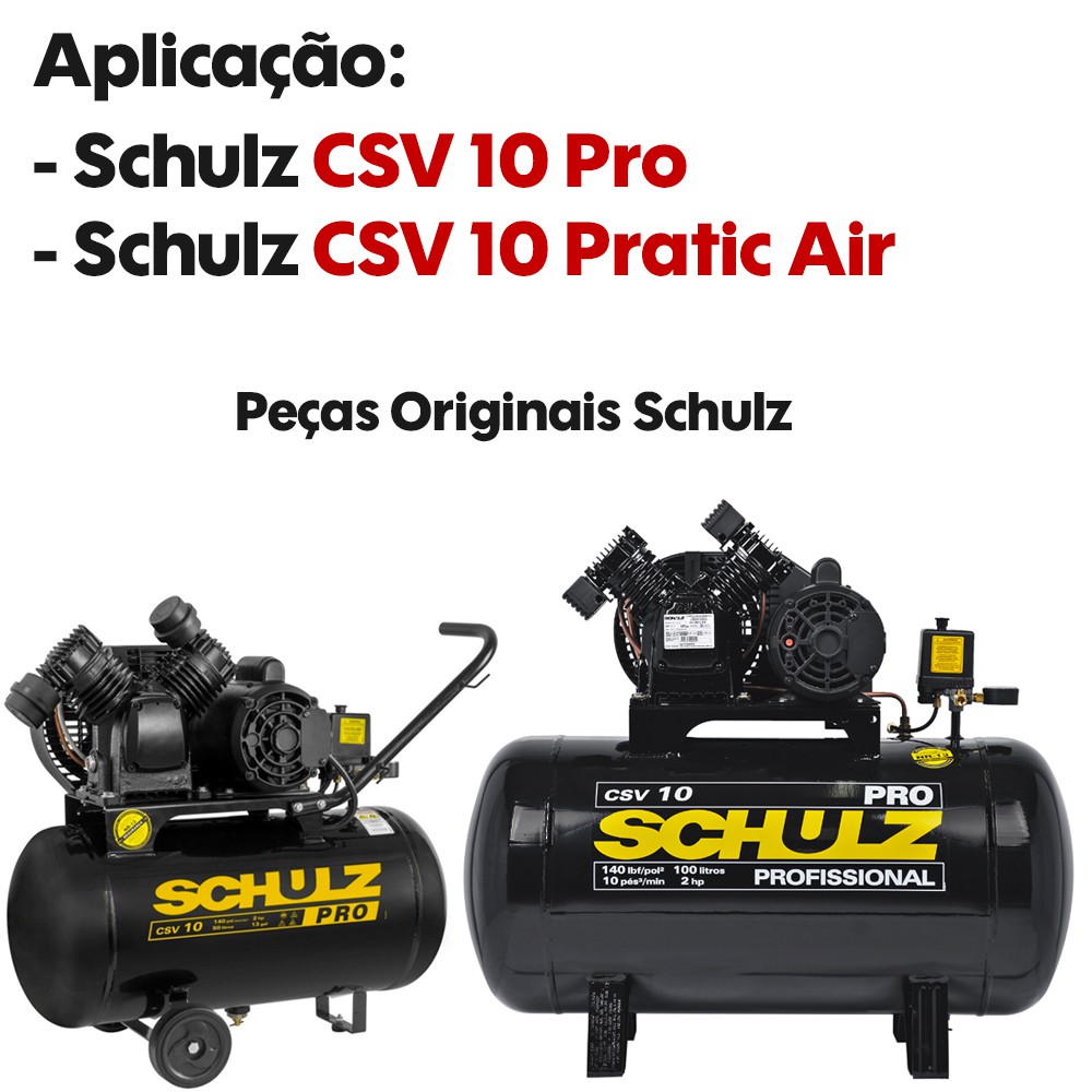 Kit Pistões + Anéis do Compressor Schulz CSV 10 Pro e Pratic Air