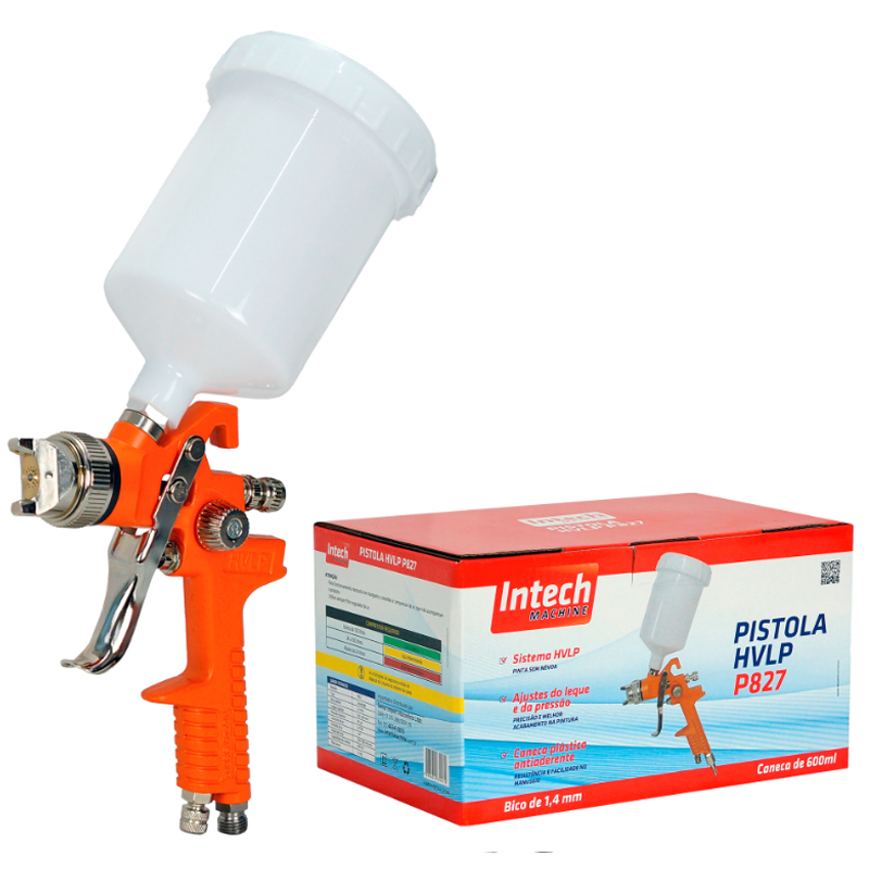 Pistola Intech P827 HVLP 1.4mm 600mL 45psi 4pcm - KIMOTOR
