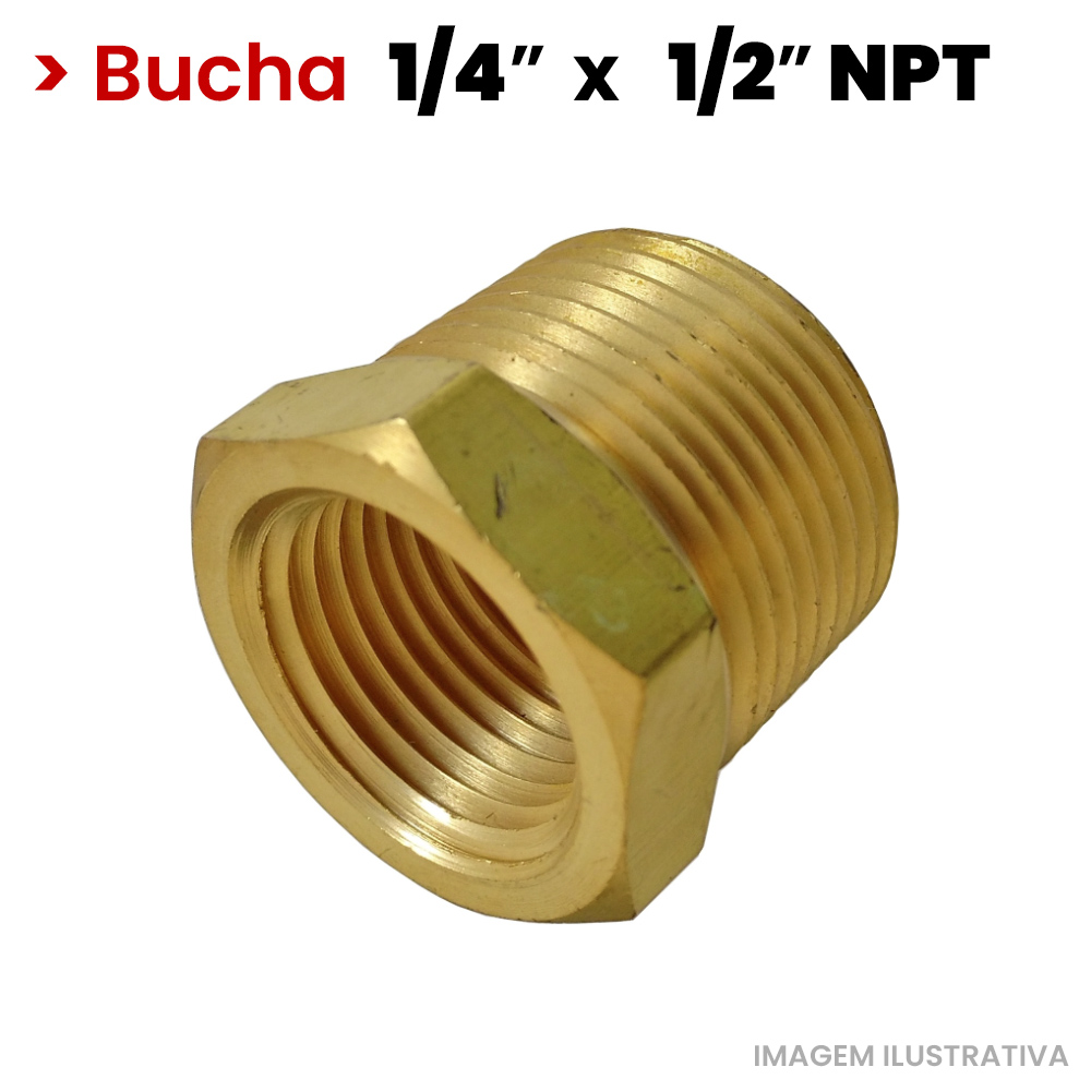 Bucha Redução Roscada 1/2x1/4 NPT Lubefer - KIMOTOR - Autorizada