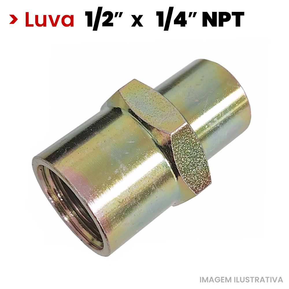 Luva Roscada de Redução - 1/2 F x 1/4 F NPT - (LU1214 - 722207) - KIMOTOR -  Autorizada Schulz Compressores