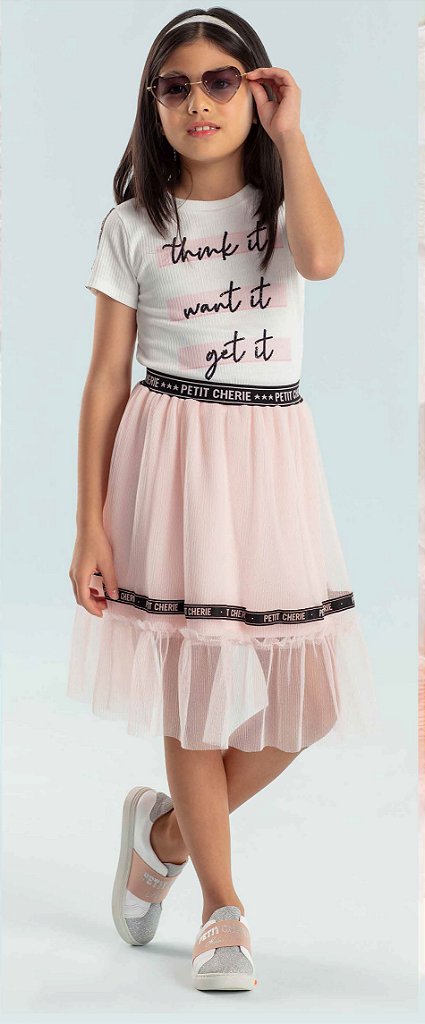 conjunto de saia e blusa branca