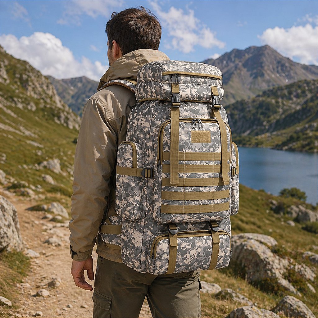 Mochila Tática Lorben Camuflada Militar Trilha Camping Trekking