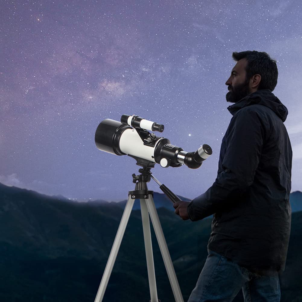 Telescópio Astronômico Refrator 400x70 Alumínio com Tripé 120cm