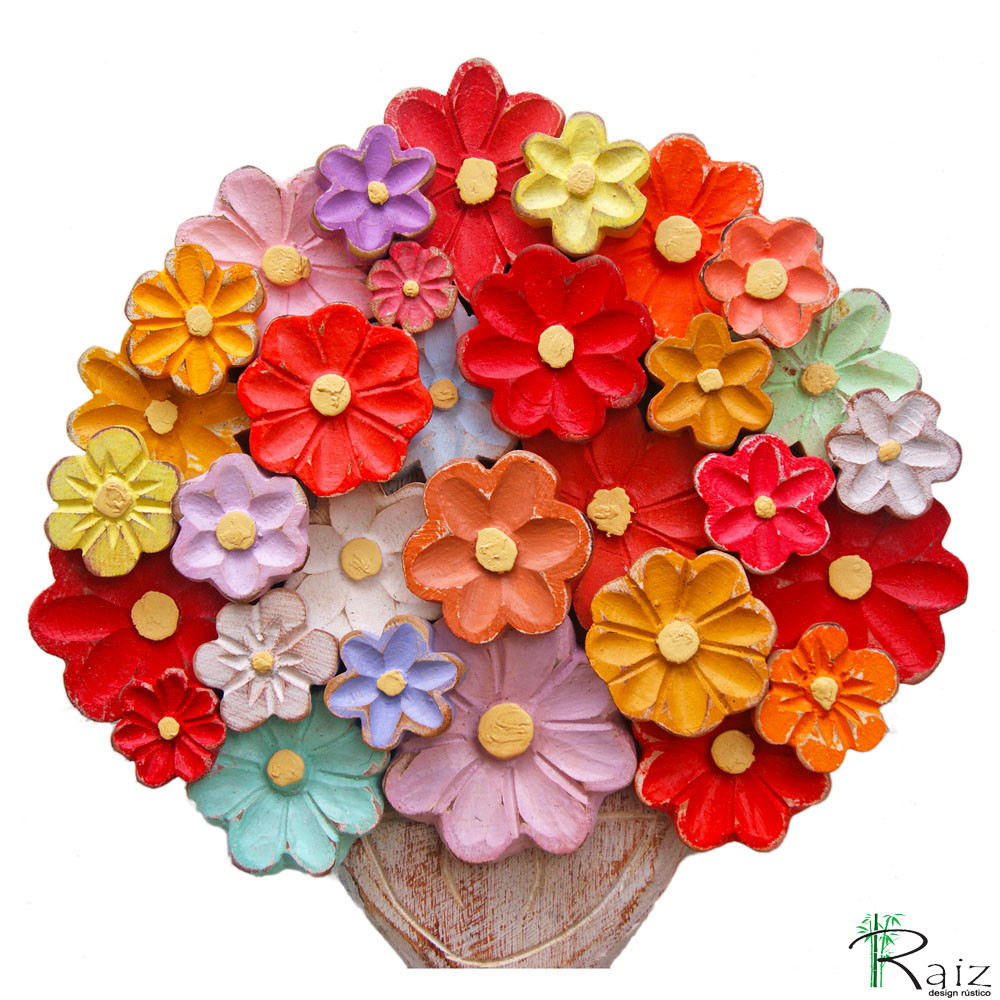 Quadro Tipo Anfora Vaso De Flores Coloridas Raiz Decora