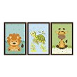 Kit 3 Quadros Decorativos Desenho Infantil Leão Girafa e Macaco -  Deliquadros