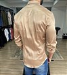 Camisa Social Acetinada Slim Fit Nude - Zip Off