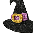 Aplique de Halloween Chapéu de Bruxa c/ Glitter c/ 5 Un.