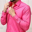 Camisa Slim Fit Masculina Rosa pink Luxo Manga Longa Promoção - Bella Donna
