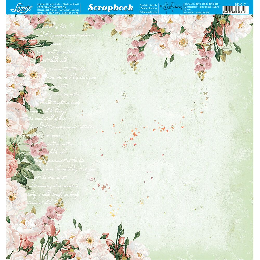 Papel para Scrapbook Litoarte Estampa Básica Xadrez Rosa