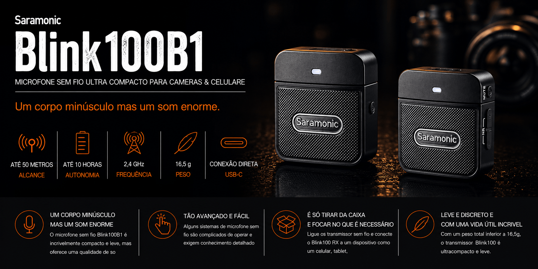 Blink100B1 — Microfone sem fio ultra compacto para cameras