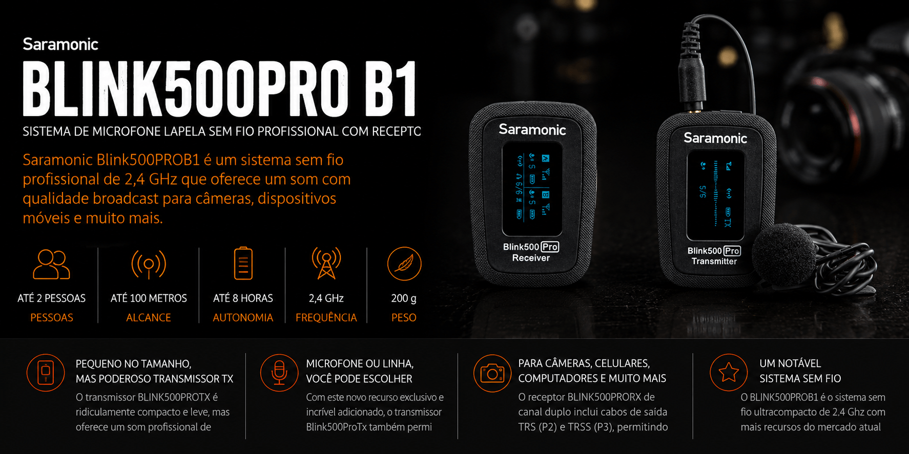 BLINK500PRO B1 — Sistema de Microfone Lapela sem fio Profission
