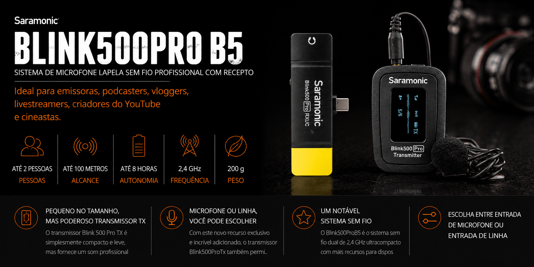 BLINK500PRO B5 — Sistema de Microfone Lapela sem fio Profission