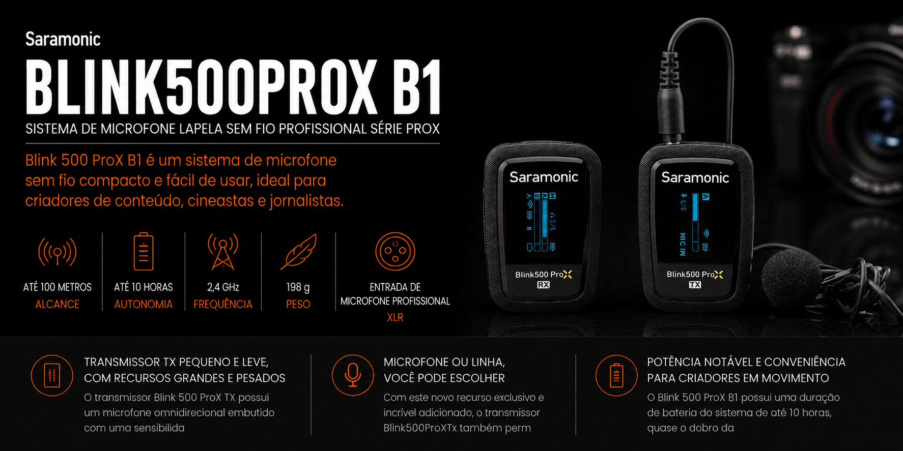BLINK500PROX B1 — Sistema de Microfone Lapela sem fio Profission