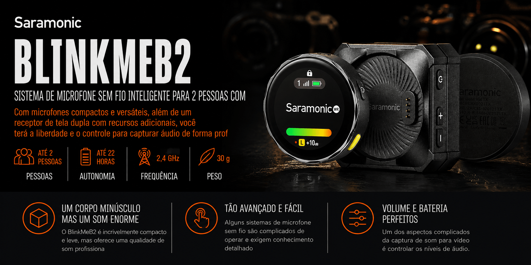BlinkMeB2 — Sistema de microfone sem fio inteligente para
