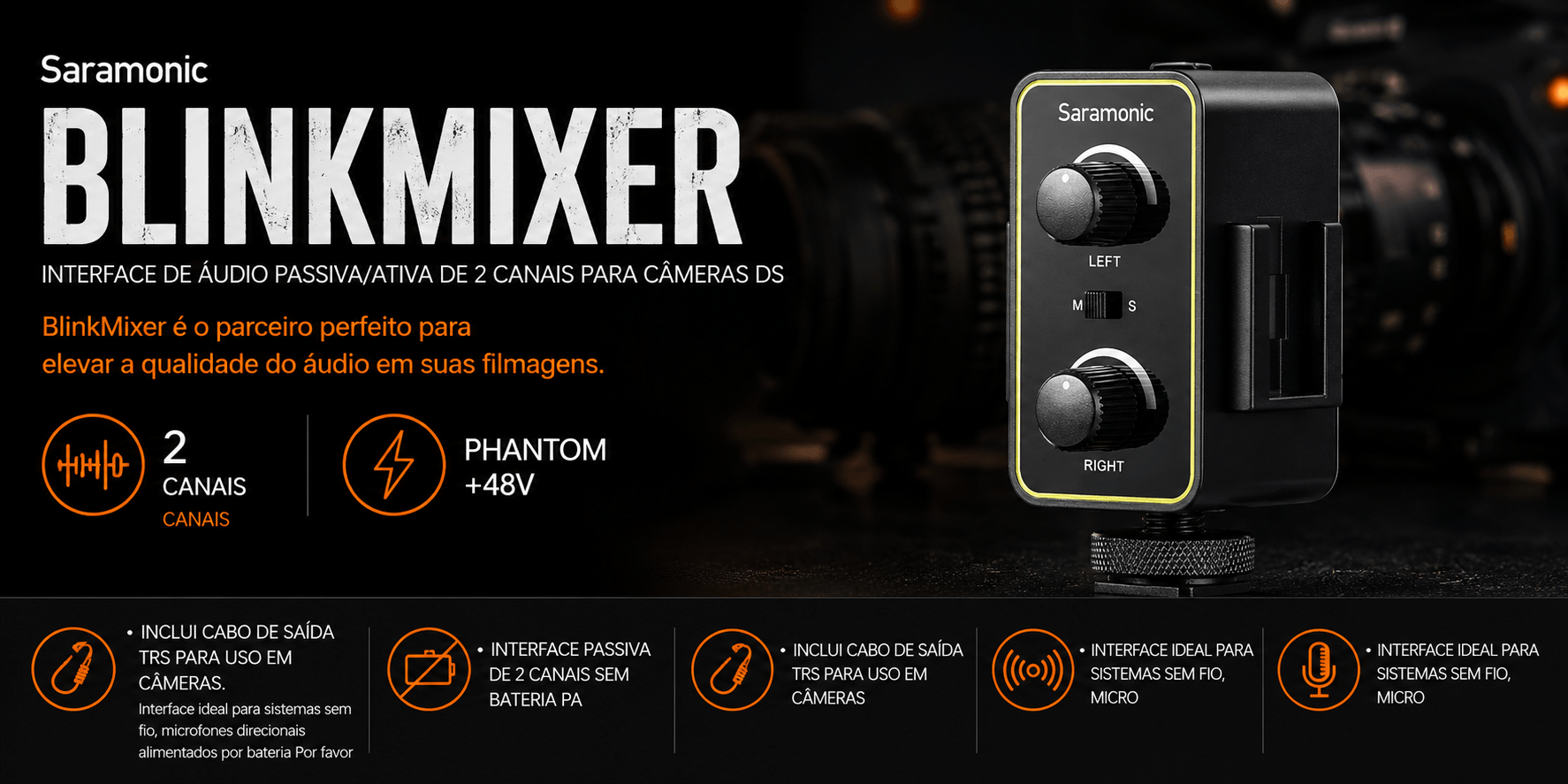 BLINKMIXER — Interface de áudio passiva/ativa de 2 canais p