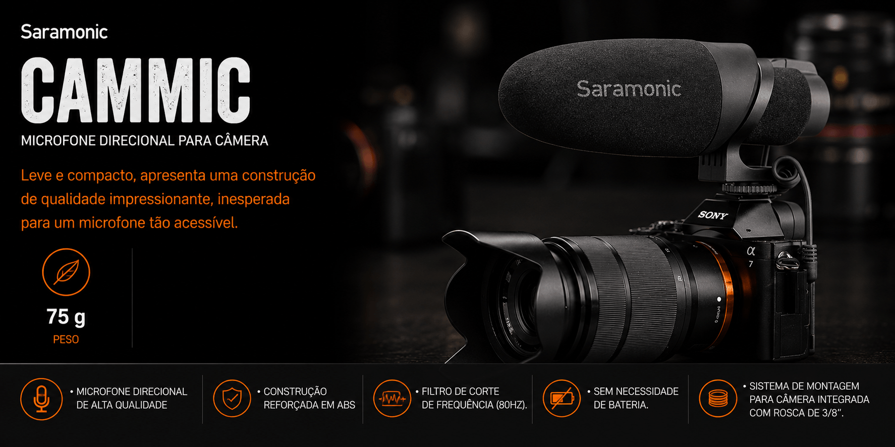 CAMMIC — Microfone direcional para câmera