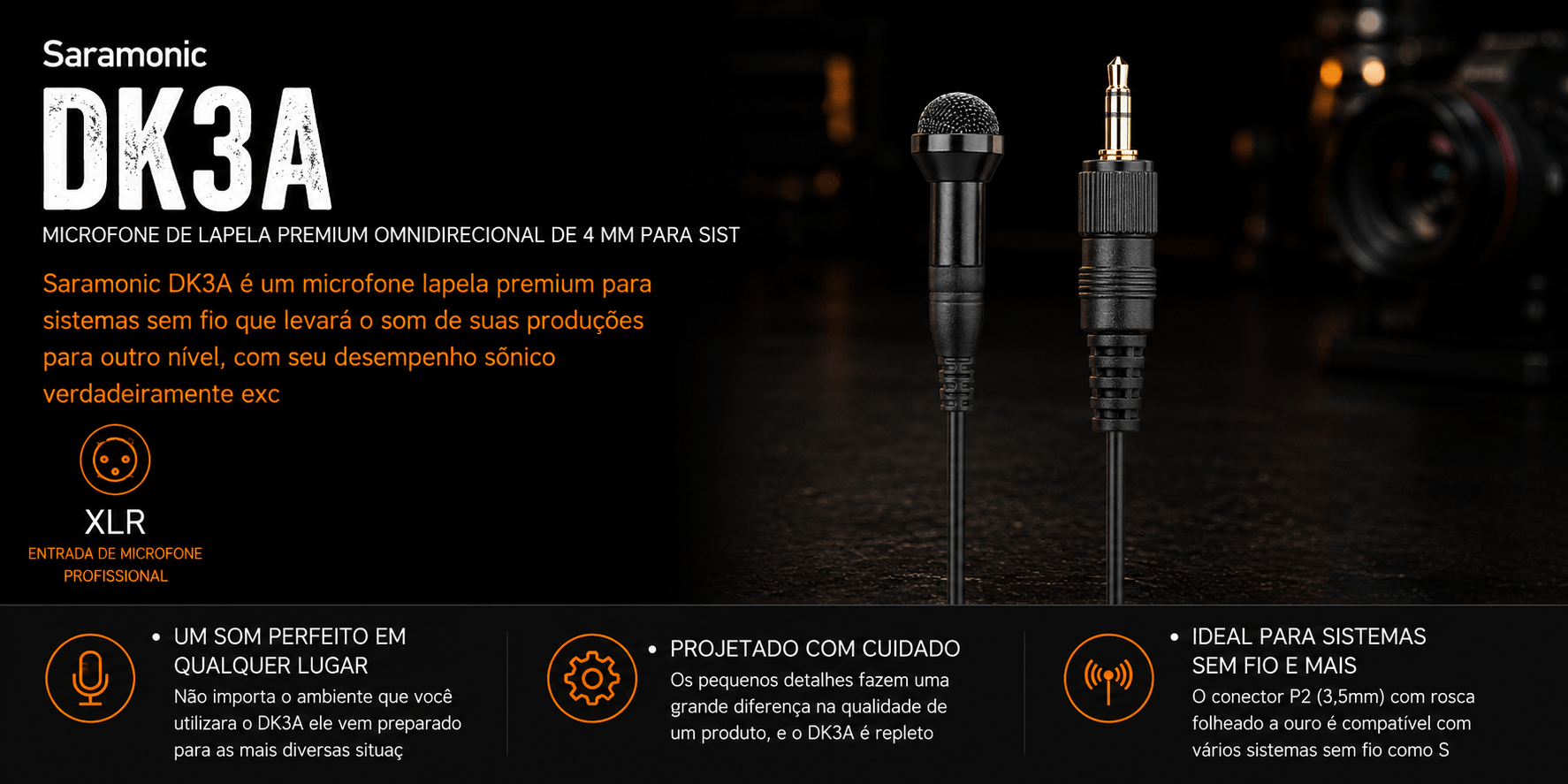 DK3A — Microfone de Lapela Premium Omnidirecional de