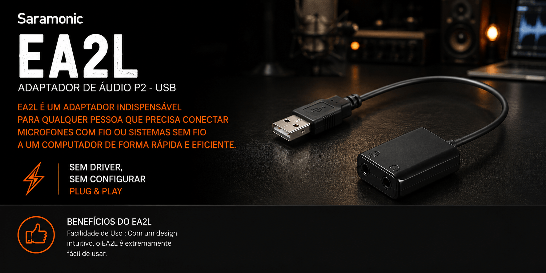 EA2L — Adaptador de áudio P2 - USB