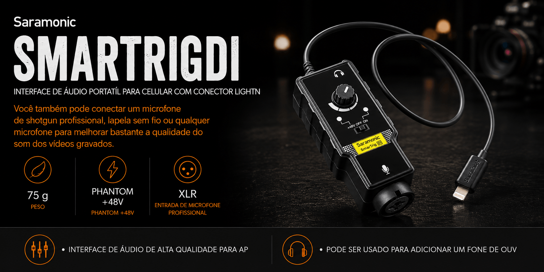 SMARTRIGDI — Interface de áudio Portatíl para celular com c