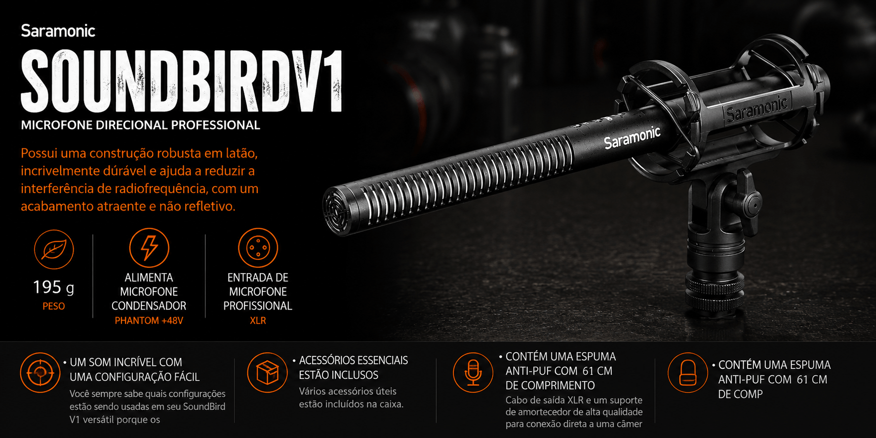 SOUNDBIRDV1 — Microfone Direcional Professional