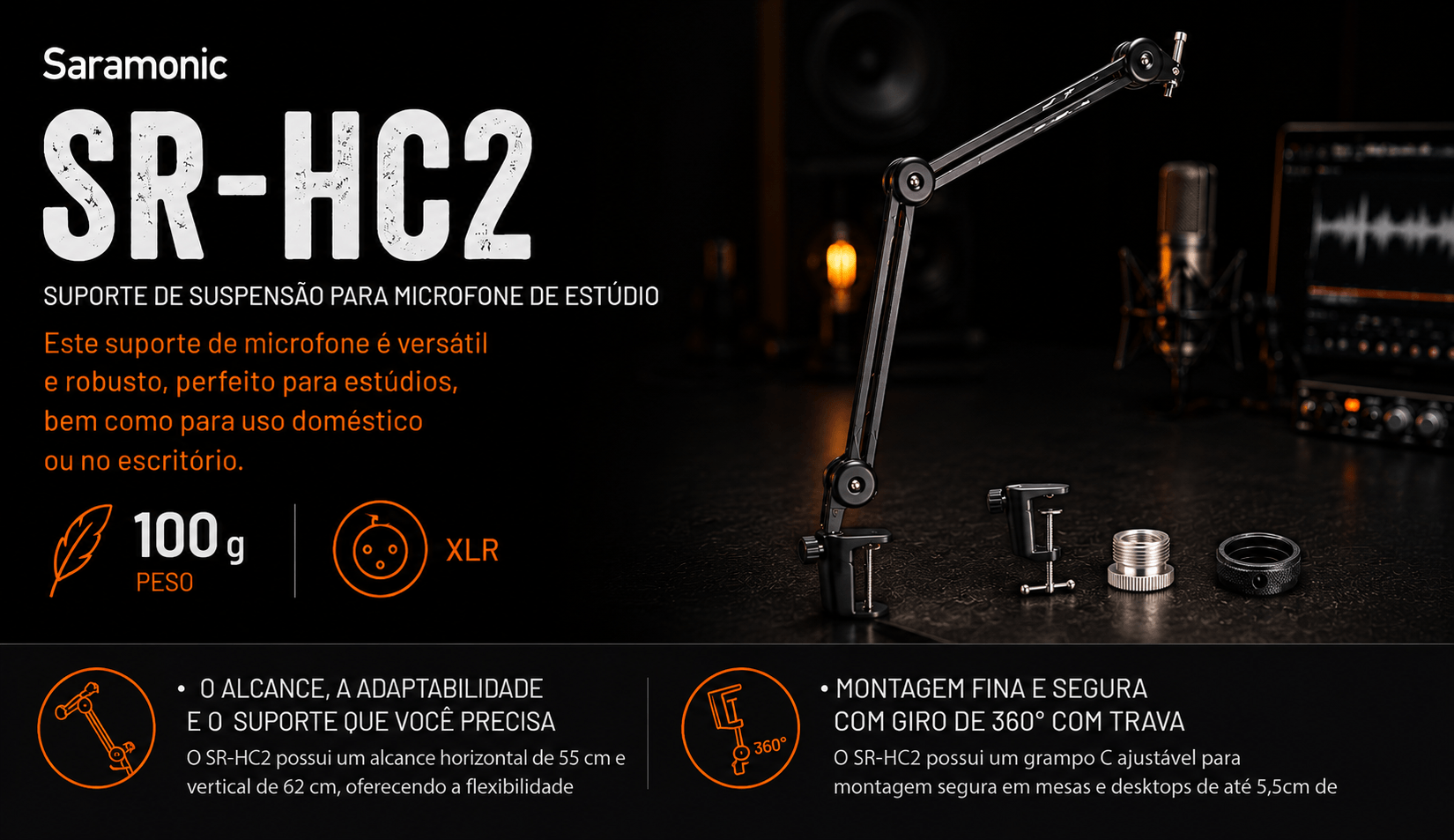SR-HC2 — Suporte de suspensão para microfone de estúdio