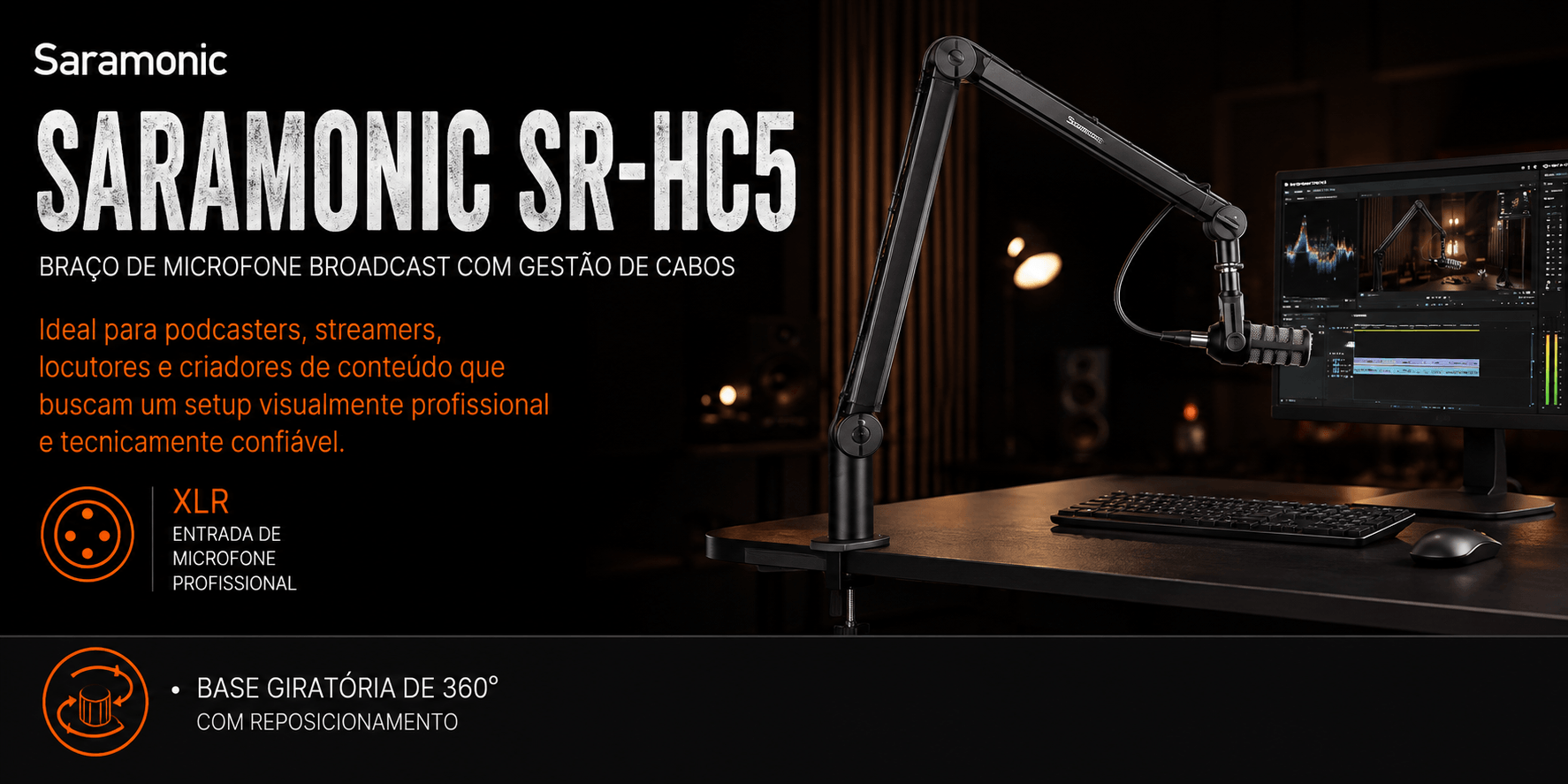 Saramonic SR-HC5 — Braço de Microfone Broadcast com Gestão de Cab