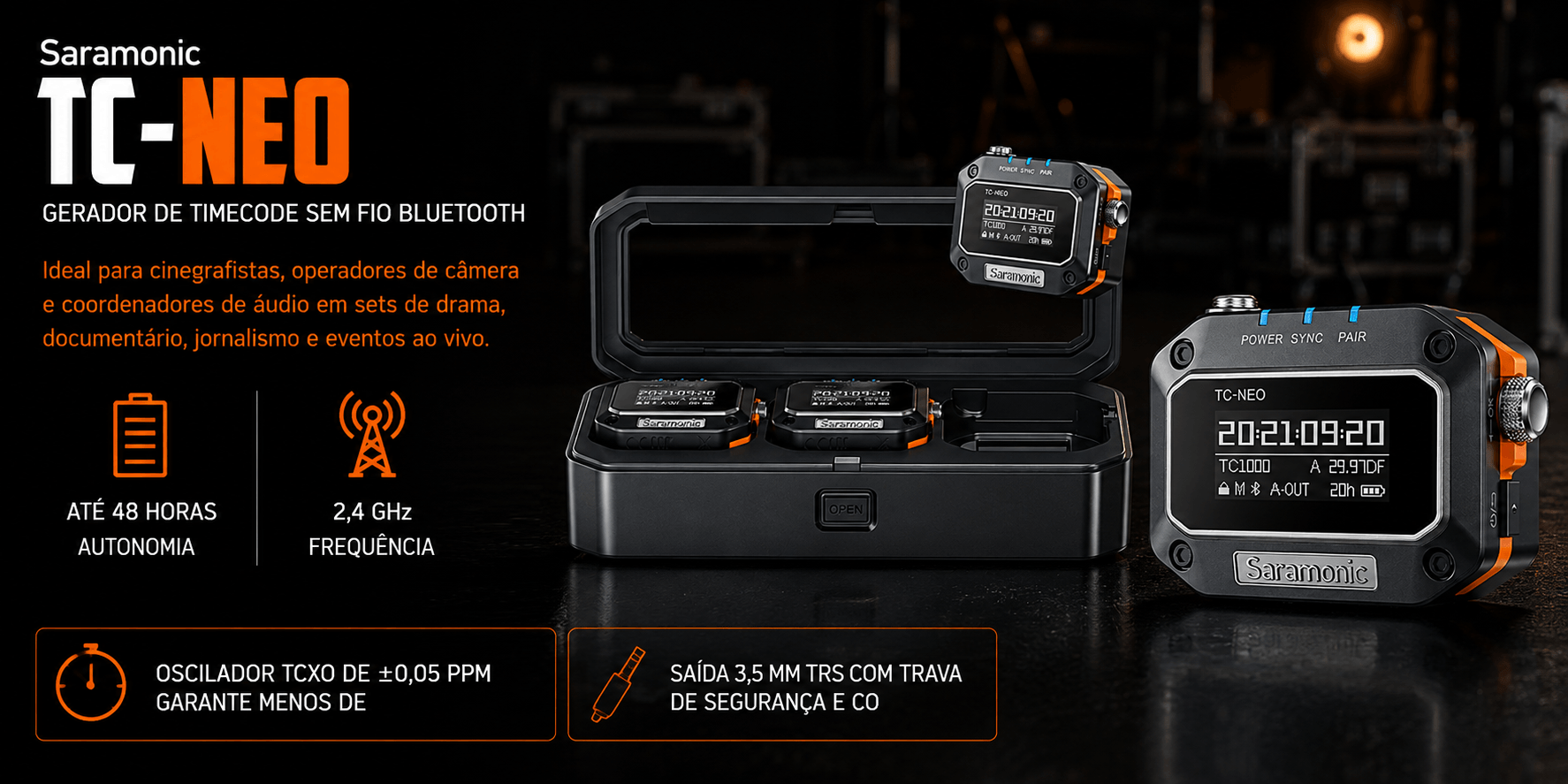 TC-NEO — Gerador de Timecode Sem Fio Bluetooth