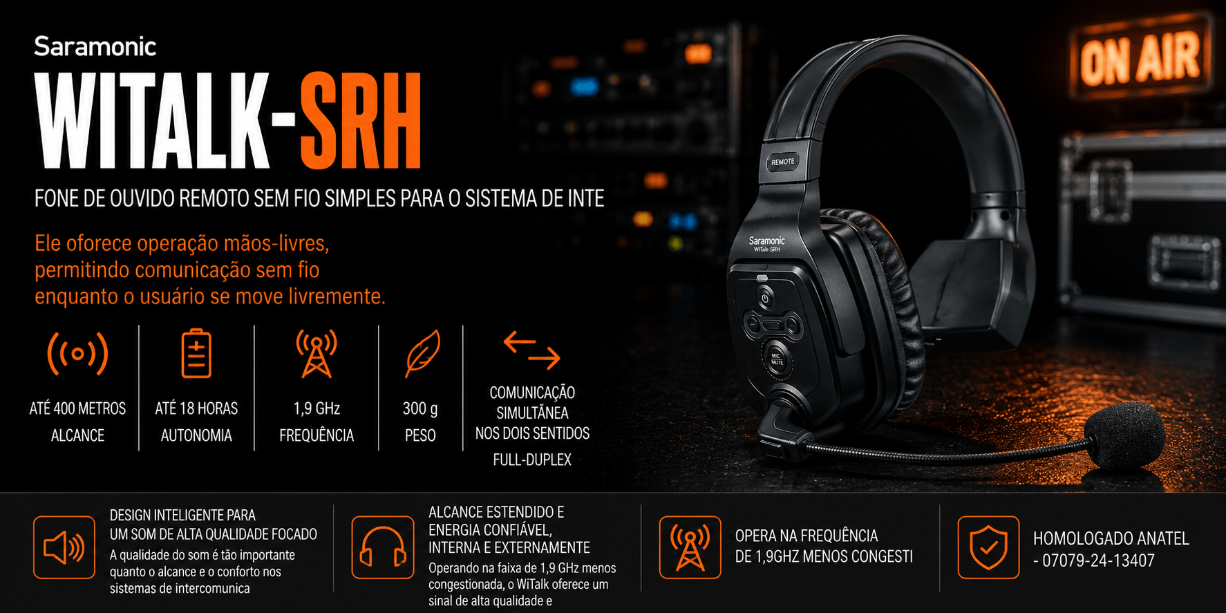 WiTalk-SRH — Fone de Ouvido Remoto Sem Fio Simples para o S