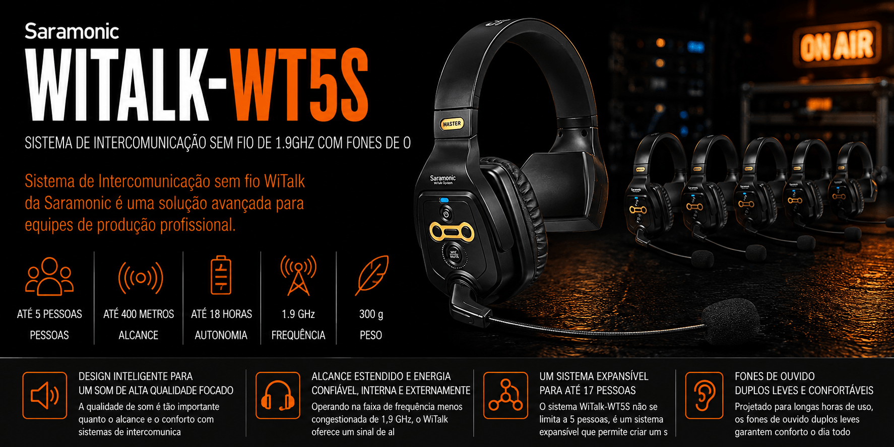 WiTalk-WT5S — Sistema de Intercomunicação sem Fio de 1.9GHz