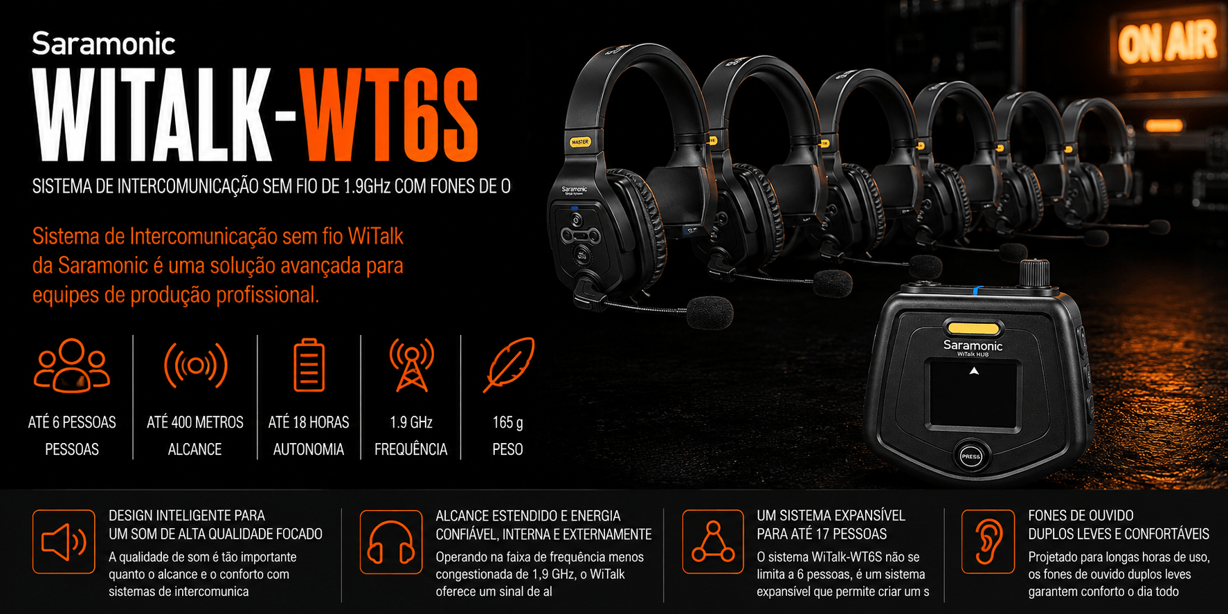 WiTalk-WT6S — Sistema de Intercomunicação sem Fio de 1.9GHz