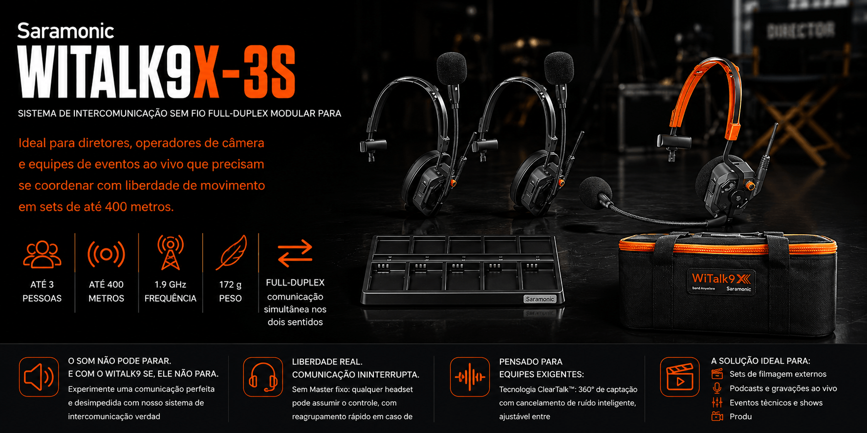WiTalk9X-3S — Sistema de Intercomunicação Sem Fio Full-Duple