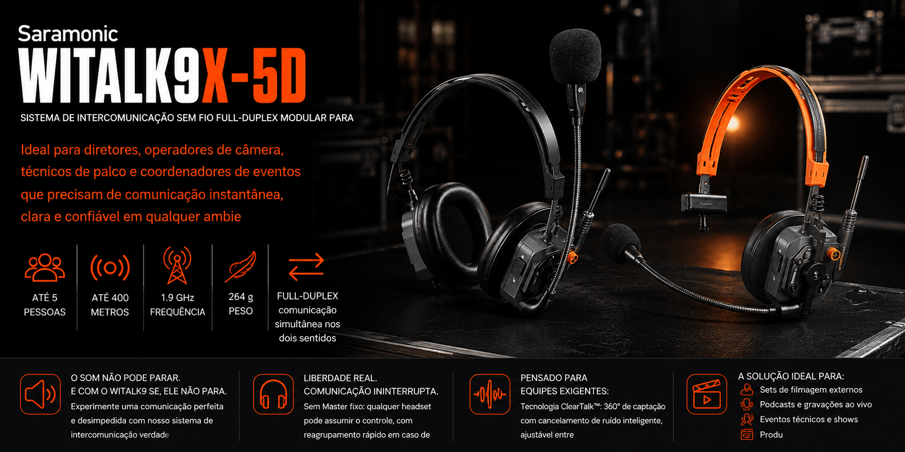 WiTalk9X-5D — Sistema de Intercomunicação Sem Fio Full-Duple