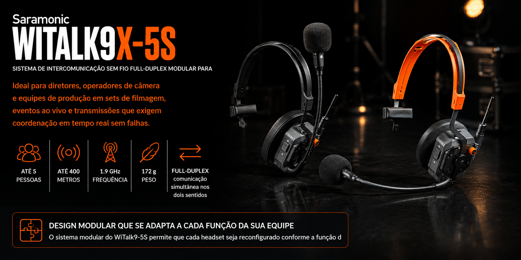 WiTalk9X-5S — Sistema de Intercomunicação Sem Fio Full-Duple