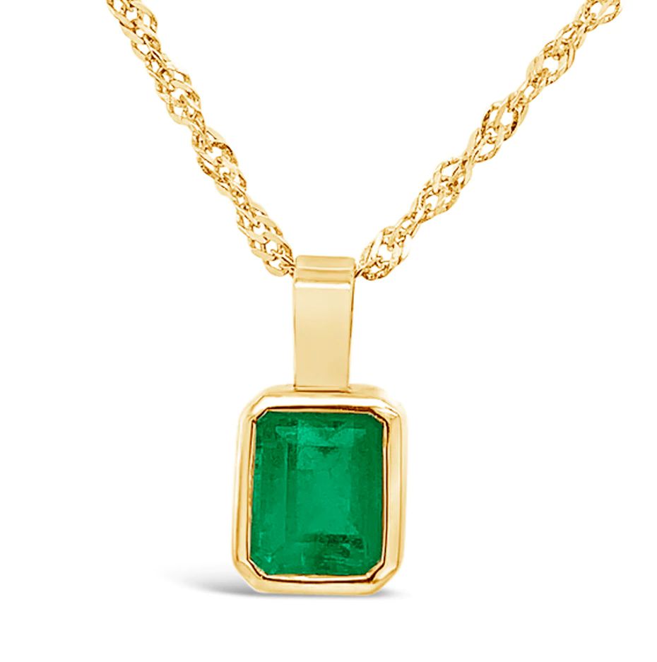 Pingente de ouro 18k com pedra esmeralda Natural Retangular luxo - Xavier  Joias