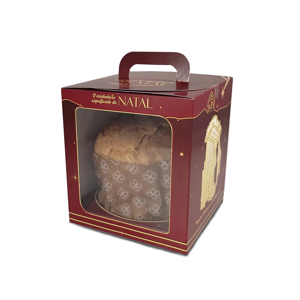 Caixa Panetone Maleta Com Visor 250GR Mensagens C/10 - As melhores