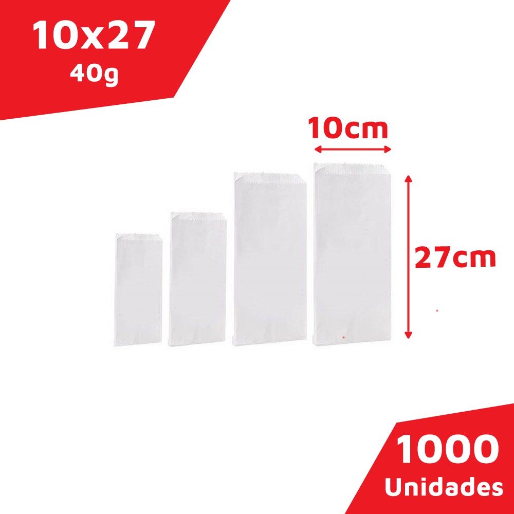 Saco Papel Branco 10x27 1Kg - As melhores embalagens e produtos