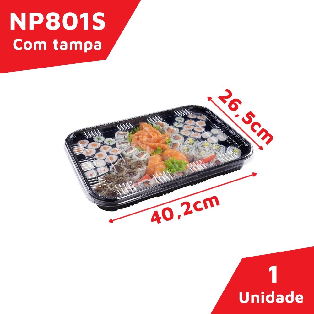 Embalagem NP 801S - Bandeja Retangular Grande Sushi - As melhores