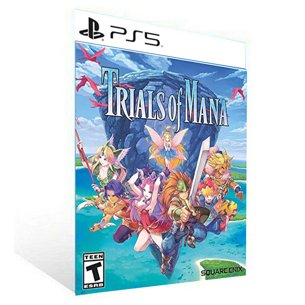 Banner do game Trials of Mana em mídia digital para PS4