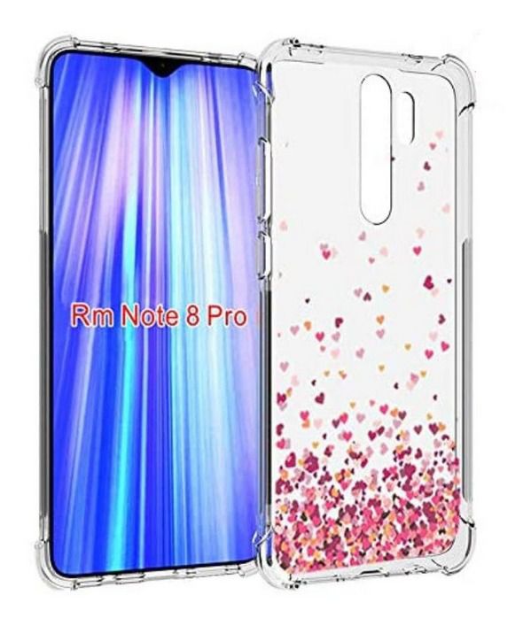 Capa chuva de corações antishock transparente com bordas reforçadas +  película de vidro 3D compatível com xiaomi redmi note 8 PRO - Sky Dreams