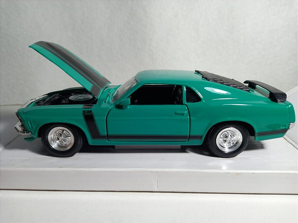 Maisto 1970 Ford Mustang Boss 302 – Échelle 1/24, Noire, Moulée Sous Pression