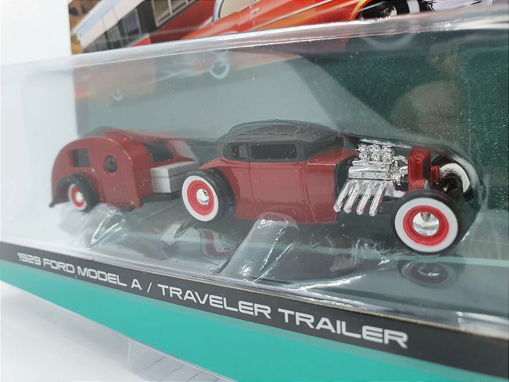 Ford Model A 1929 + Traveler Trailer - Escala 1/64 - Maisto Tow