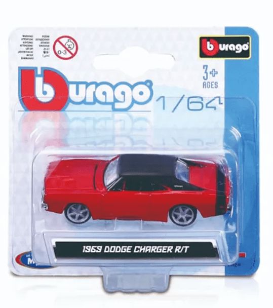 Miniatura 1969 Dodge Charger RT Vermelho - Escala 1/64 - BBurago - Minisclub