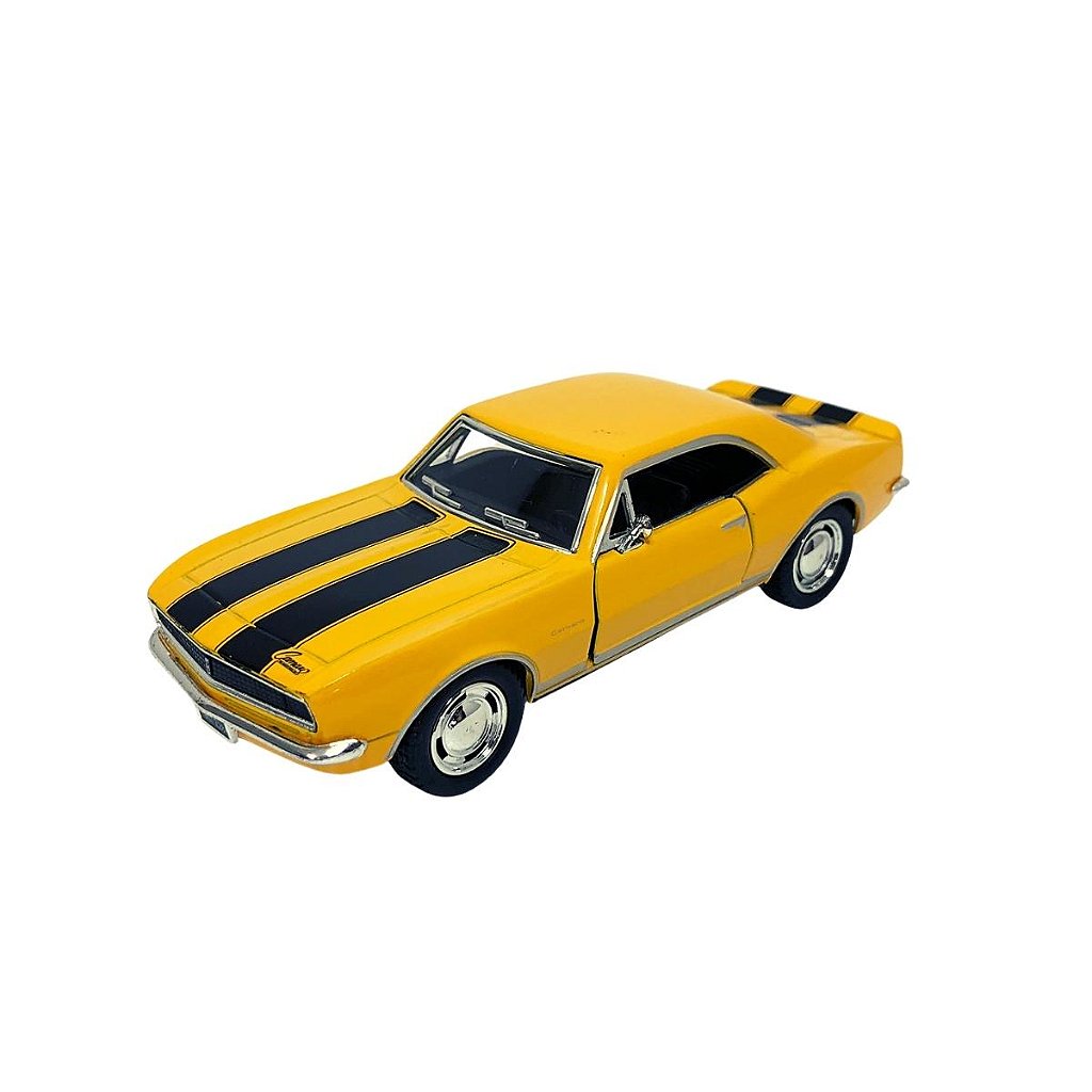 Miniatura Chevrolet Camaro Z-28 1967 Amarelo Escala 1/37 Kinsmart