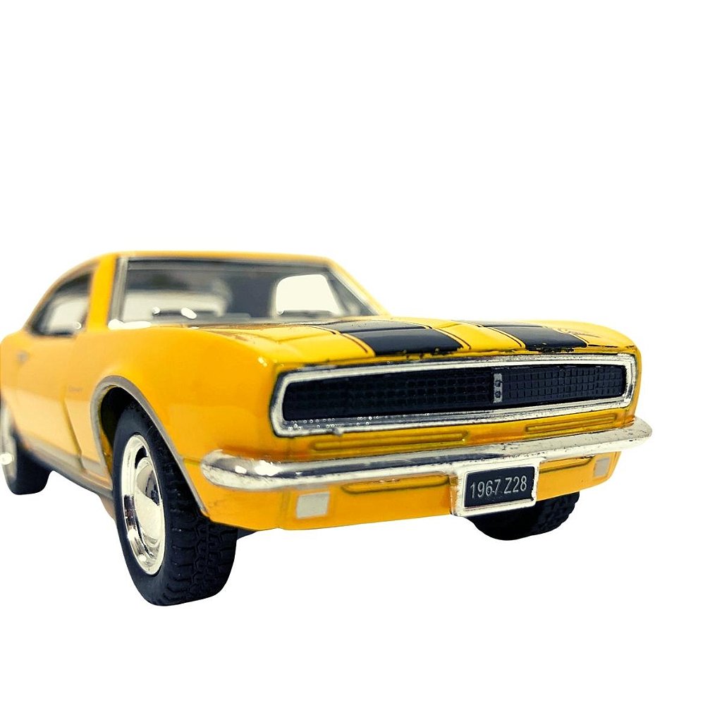 Miniatura Chevrolet Camaro Z-28 1967 Amarelo Escala 1/37 Kinsmart