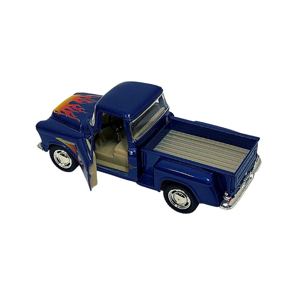 Miniatura Chevy 3100 Stepside Pick-Up 1955 Azul Flame Escala 1/32
