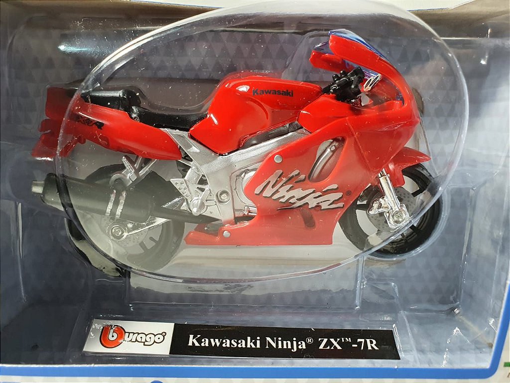Miniatura Moto Kawasaki Ninja ZX 7R - Escala 1/18 - Burago - Minisclub