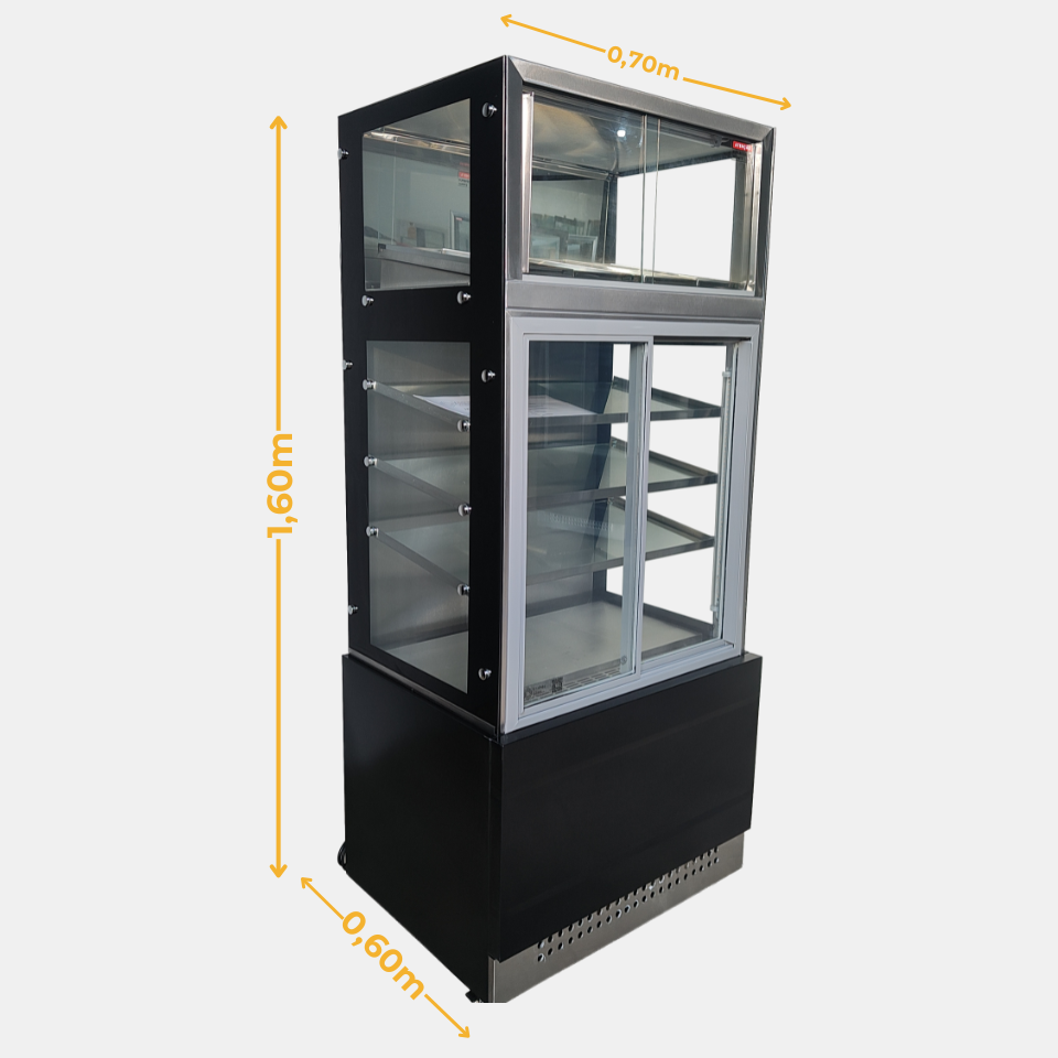 Medidas da vitrine conjugada quente e fria Linha auto-atendimento 0,70m