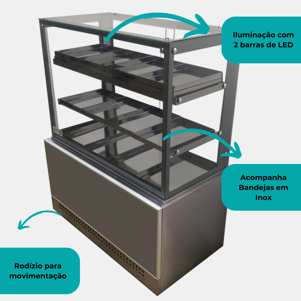Informações da vitrine Estufa Nova Linha Glass 1,00m
