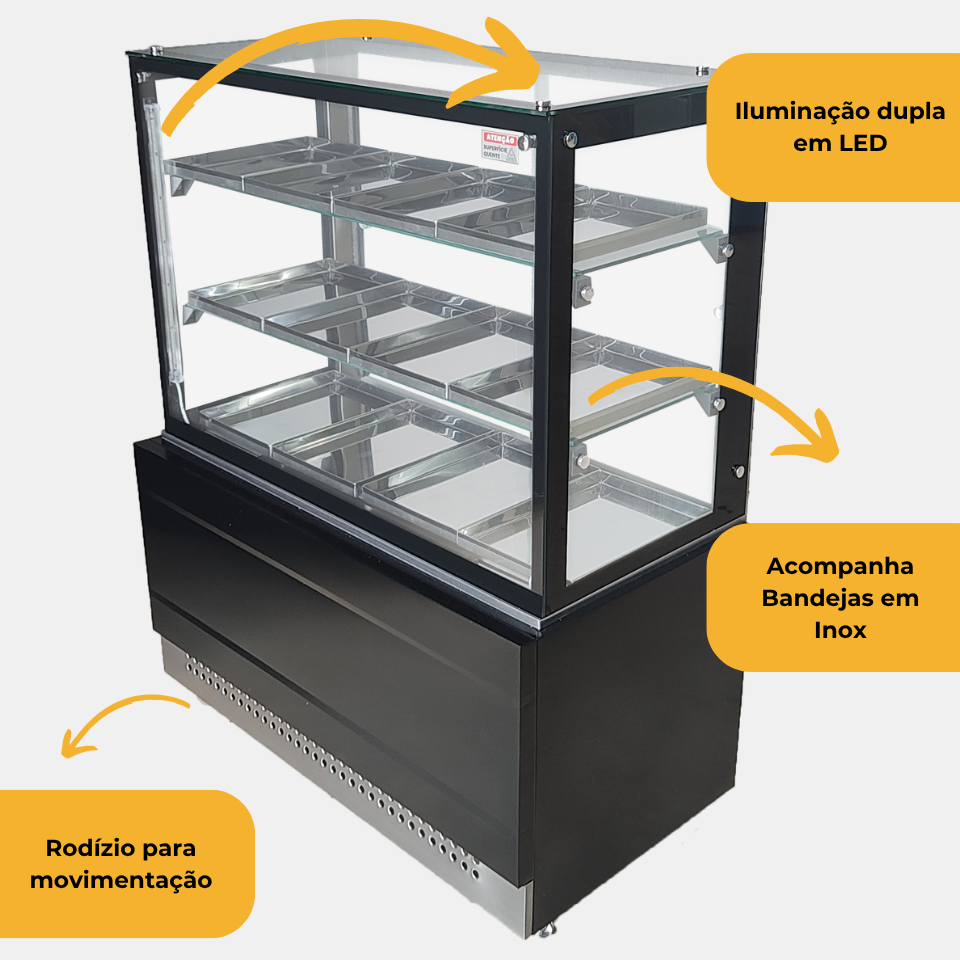 Informações da vitrine Estufa Linha Prime preta 1,00m