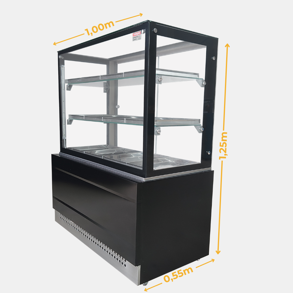 Medidas da vitrine estufa Linha Prime preta 1,00m
